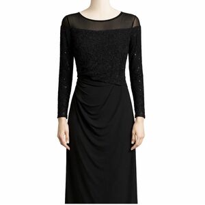 NWOT Lauren Ralph Lauren Elegant Black Lace and Sequin Evening Dress